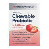 Once Daily Chewable Probiotic - 5 Billion live cultures, Natural Strawberry Flavor Tablets