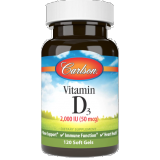Vitamin D3, 2,000 IU (50 mcg), 120 Soft Gels, by Carlson