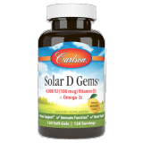 Solar D Gems 4000 IU (100 mcg) Vitamin D3 Plus Omega-3s 120 Soft Gels, by Carlson