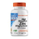 Doctor's Best, High Absorption Zinc Bisglycinate, 100% Chelated, 50 mg, 90 Veggie Caps