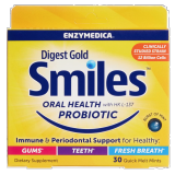 Digest Gold Smiles Oral Health with HK L-137 Probiotic, 30 Quick Melt Mints, by Enzymedica