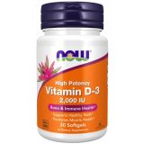 Vitamin D-3 50 mcg (2000 IU), 30 Softgels, by NOW