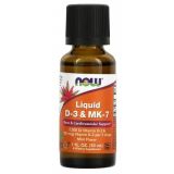 Liquid D-3 & MK-7, Mint Flavor, 1 fl oz (30 ml), by NOW